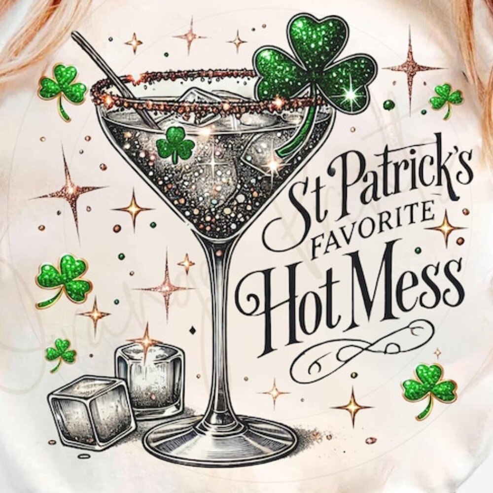 St Patrick’s Graphics Tee, Funny Glitter Shamrock Beer T-shirt - Picture 2 of 3